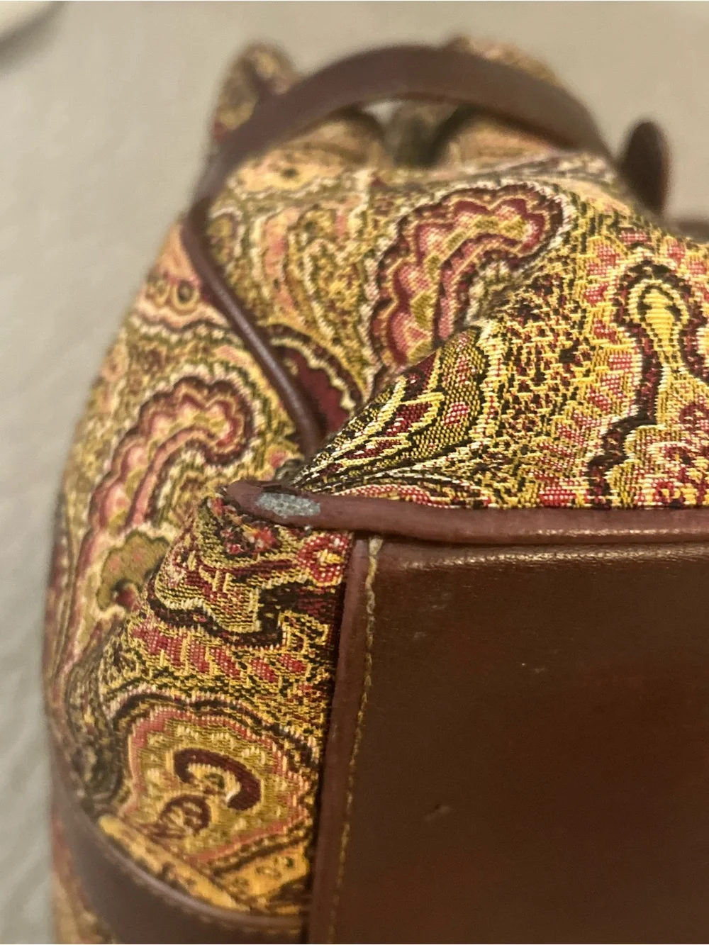 Etienne Aigner Tapestry Paisley Shoulder Bag Brown Multi Pocket